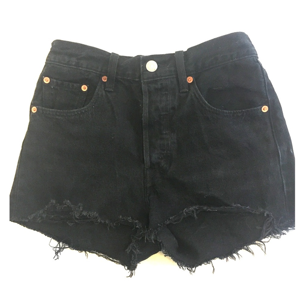 Levi 501 black cutoff jean shorts